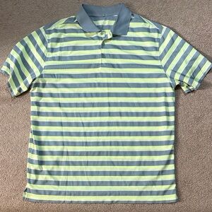 Nike Green and Gray Striped Polo Shirt
